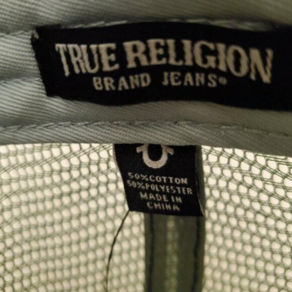 TRUE RELIGION Men's Cap Trucker Hat Snapback Mesh Green Buddha BRAND-NEW w/tag - Picture 2 of 16